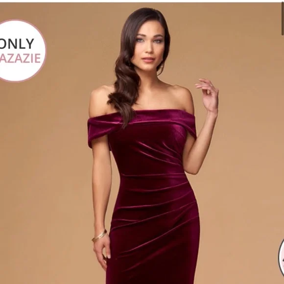 Azazie | Dresses | Blush Mark Sweet Thing Burgundy Cabernet Bridesmaid  Velvet Maxi Dress | Poshmark
